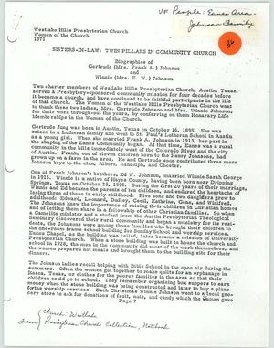 Biography of Gertrude Johnson and Winnie Johnson